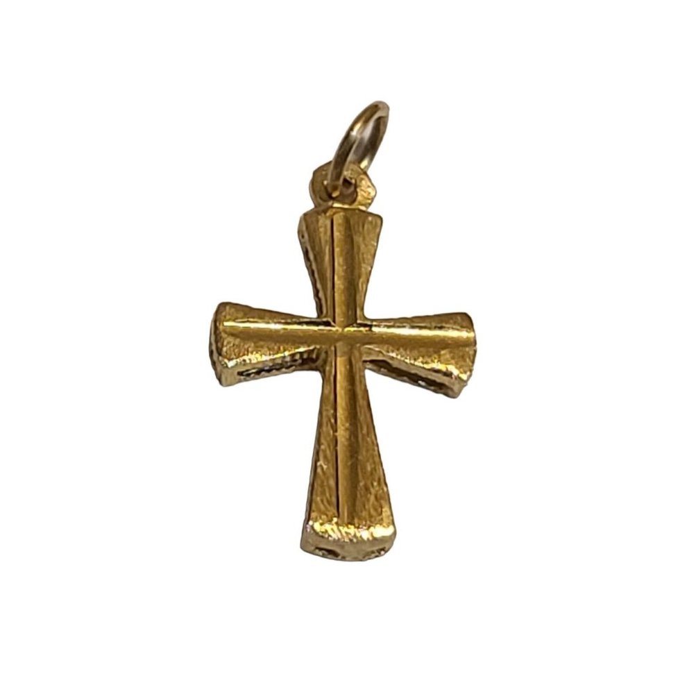 Gold Cross Pendant 14 K Yellow Gold Very Small